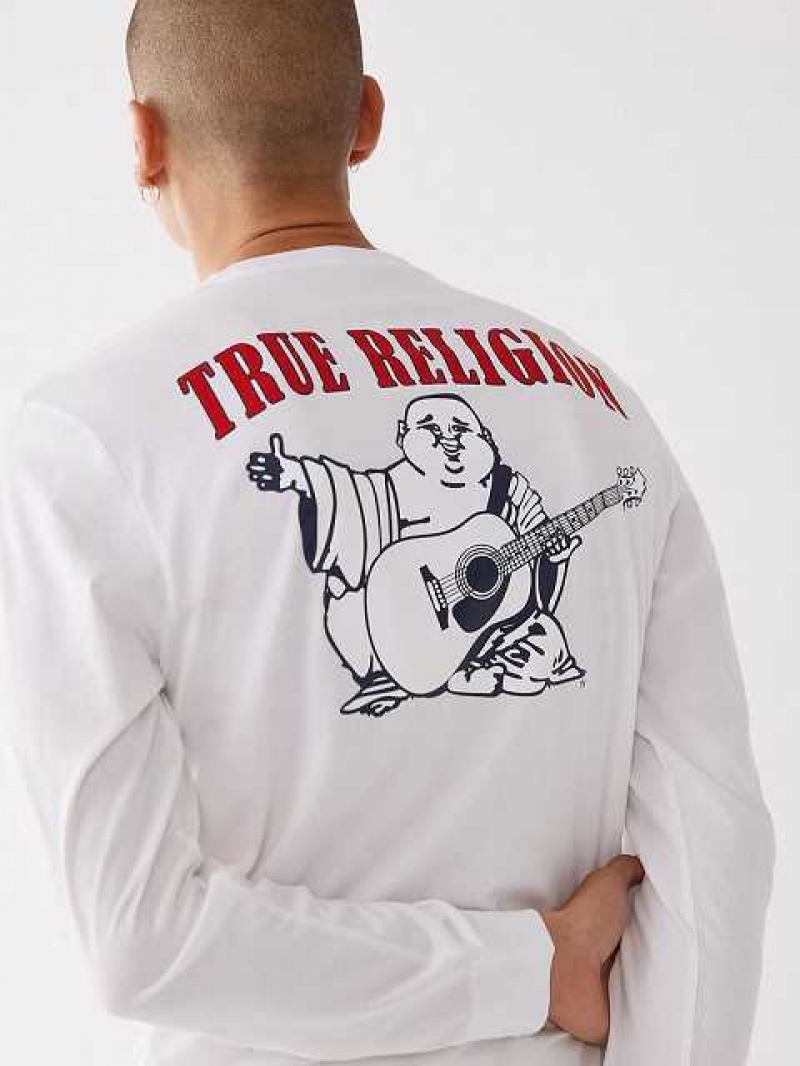 Camiseta True Religion Long Sleeve Classic Logo Hombre Blancas | Colombia-HMDCJGX12