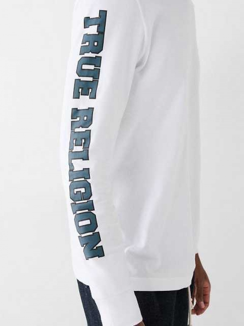 Camiseta True Religion Long Sleeve True Logo Hombre Blancas | Colombia-ZXWQIOS32