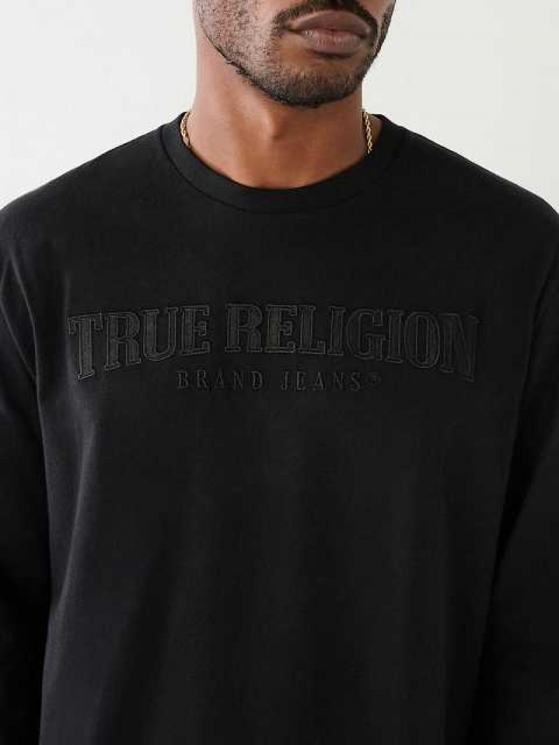 Camiseta True Religion Long Sleeve True Logo Hombre Negras | Colombia-WEJMDOU19