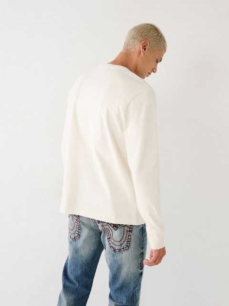 Camiseta True Religion Long Sleeve True Logo Hombre Blancas | Colombia-VXZMBCK13