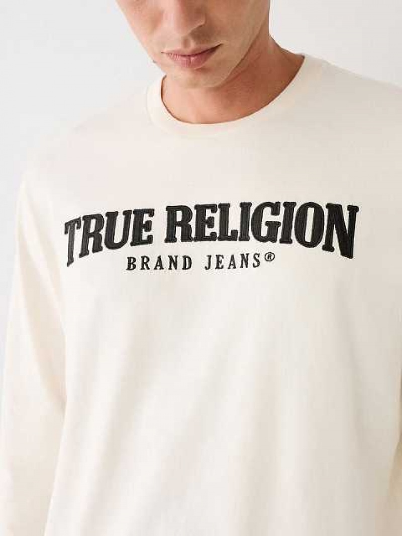 Camiseta True Religion Long Sleeve True Logo Hombre Blancas | Colombia-VXZMBCK13