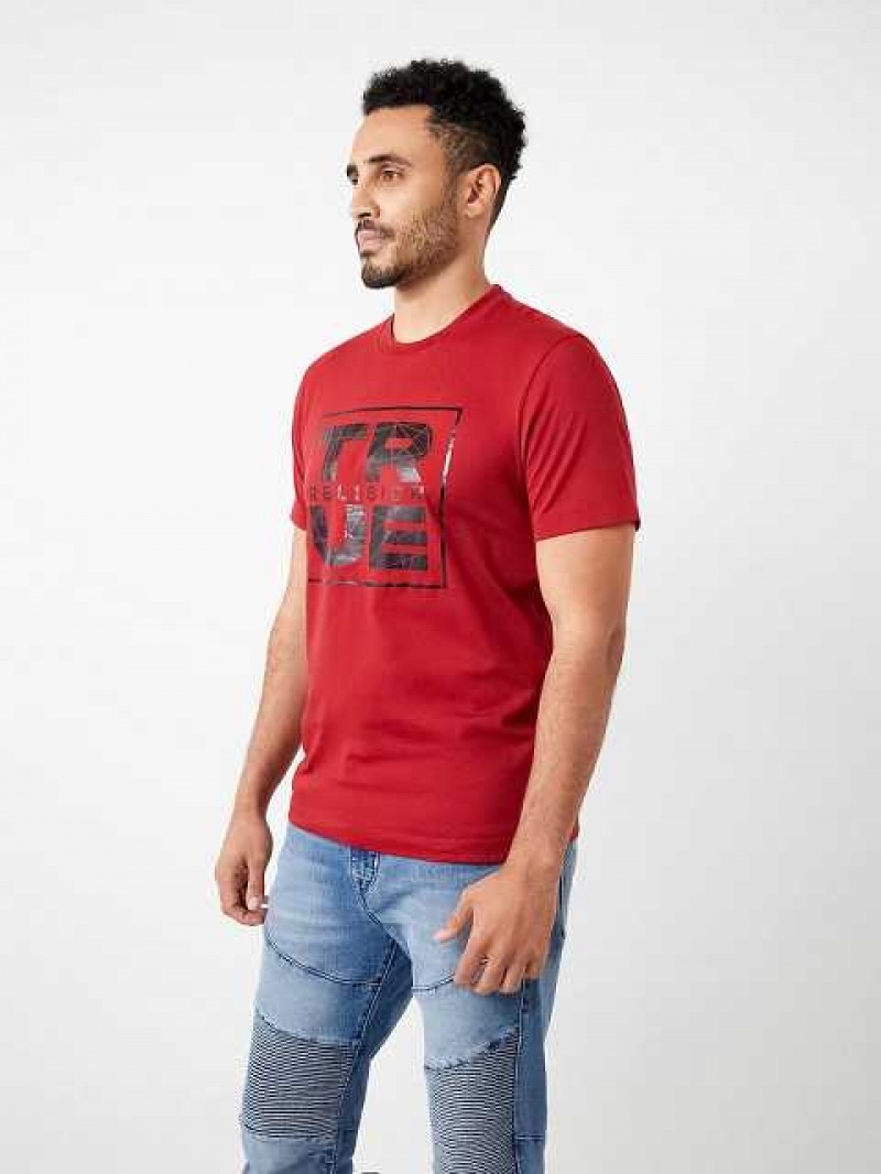 Camiseta True Religion Metallic Shattered Logo Hombre Rojas | Colombia-VLUTQZC07