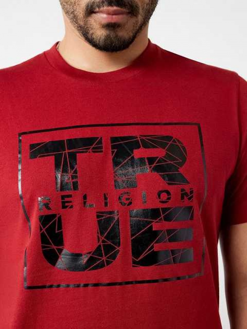 Camiseta True Religion Metallic Shattered Logo Hombre Rojas | Colombia-VLUTQZC07