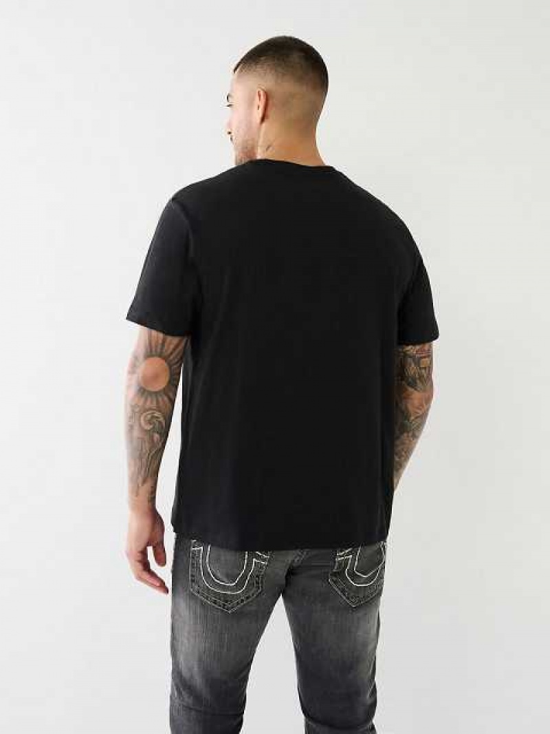 Camiseta True Religion Mountain Estampadas Relaxed Hombre Negras | Colombia-RIOFYCG84