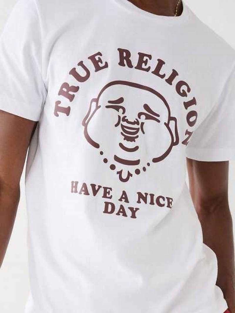 Camiseta True Religion Nice Day Hombre Blancas | Colombia-CLWGFAH14