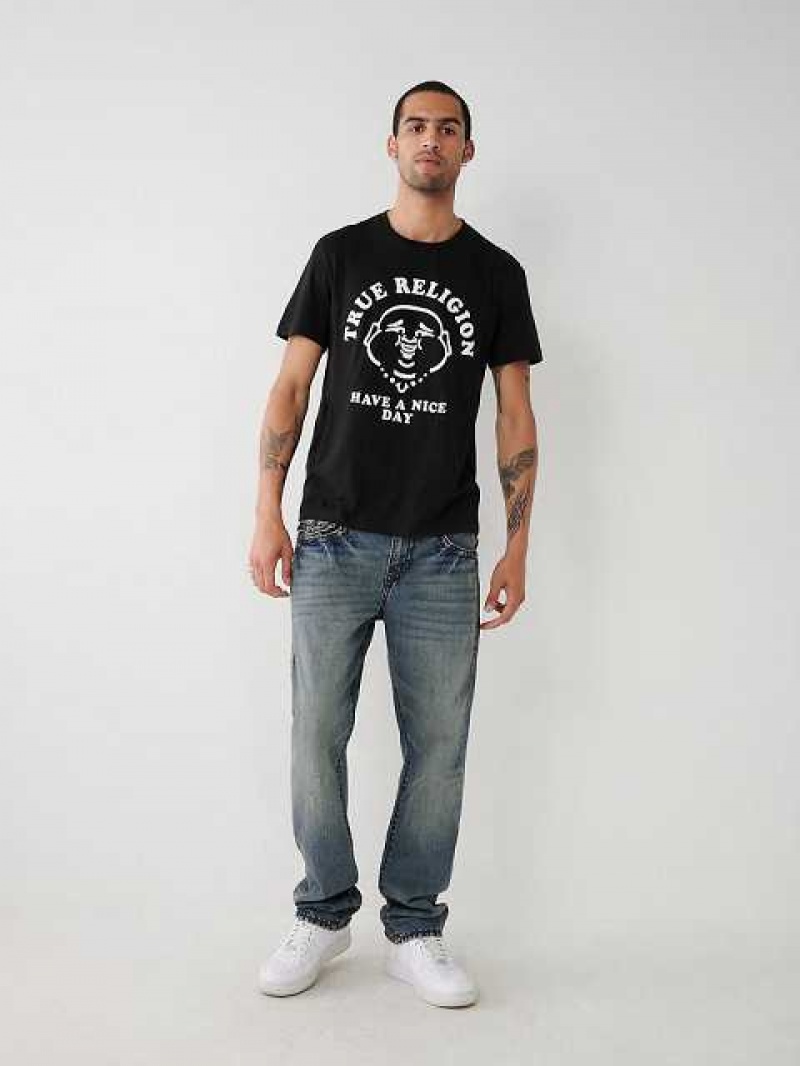 Camiseta True Religion Nice Day Hombre Negras | Colombia-TAFDXJP89