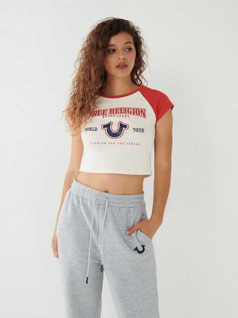 Camiseta True Religion Raglan Baby Mujer Blancas | Colombia-VOKEPNY24