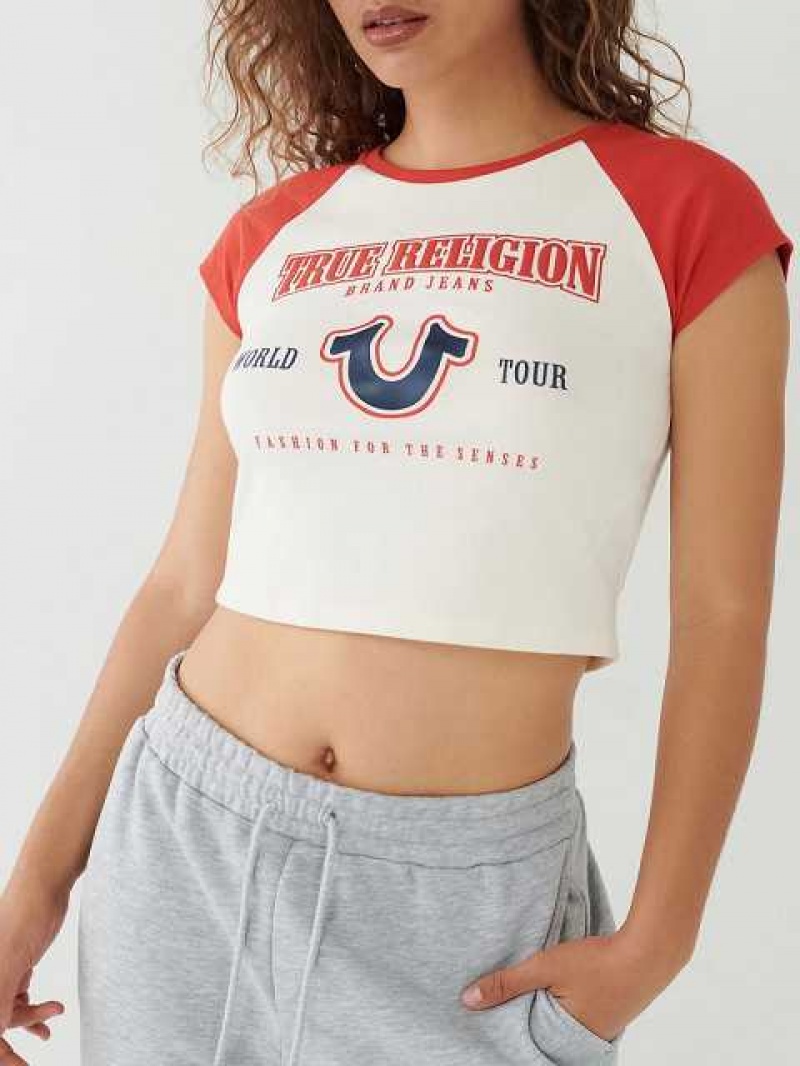 Camiseta True Religion Raglan Baby Mujer Blancas | Colombia-VOKEPNY24