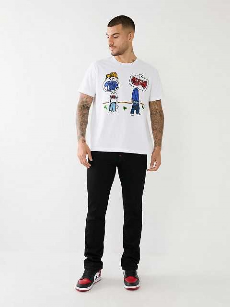 Camiseta True Religion Relaxed True Boy Hombre Blancas | Colombia-WQUDFOP38