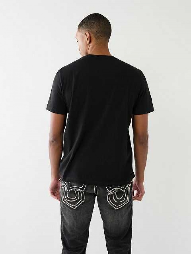 Camiseta True Religion Relaxed True Boy Hombre Negras | Colombia-RTYFKVB54