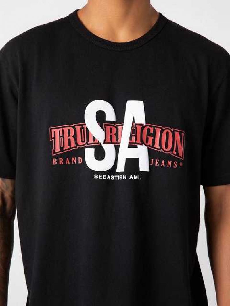 Camiseta True Religion Sebastien Ami X Collaboration Hombre Negras | Colombia-RGHZQKB86