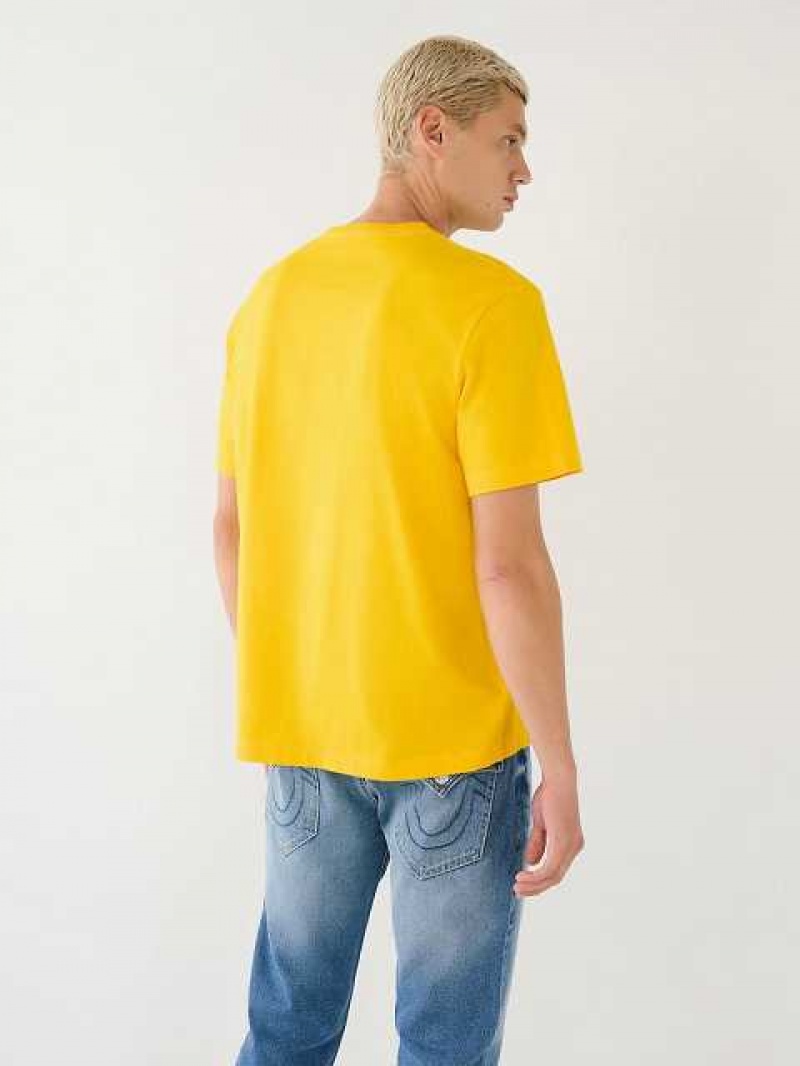 Camiseta True Religion Shoey Cloud Estampadas Relaxed Hombre Amarillo | Colombia-FUNQMAW17