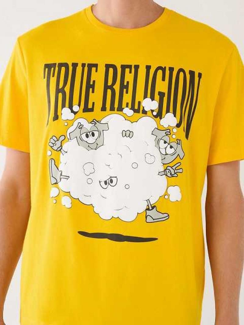 Camiseta True Religion Shoey Cloud Estampadas Relaxed Hombre Amarillo | Colombia-FUNQMAW17