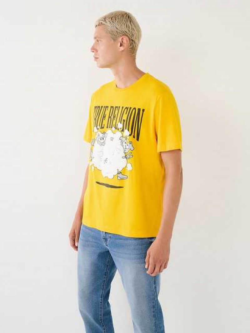 Camiseta True Religion Shoey Cloud Estampadas Relaxed Hombre Amarillo | Colombia-FUNQMAW17