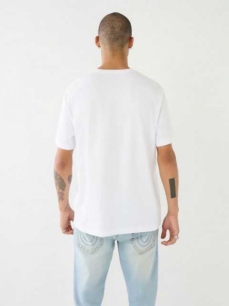 Camiseta True Religion Shoey Illusion Estampadas Relaxed Hombre Blancas | Colombia-XTIDYJB60