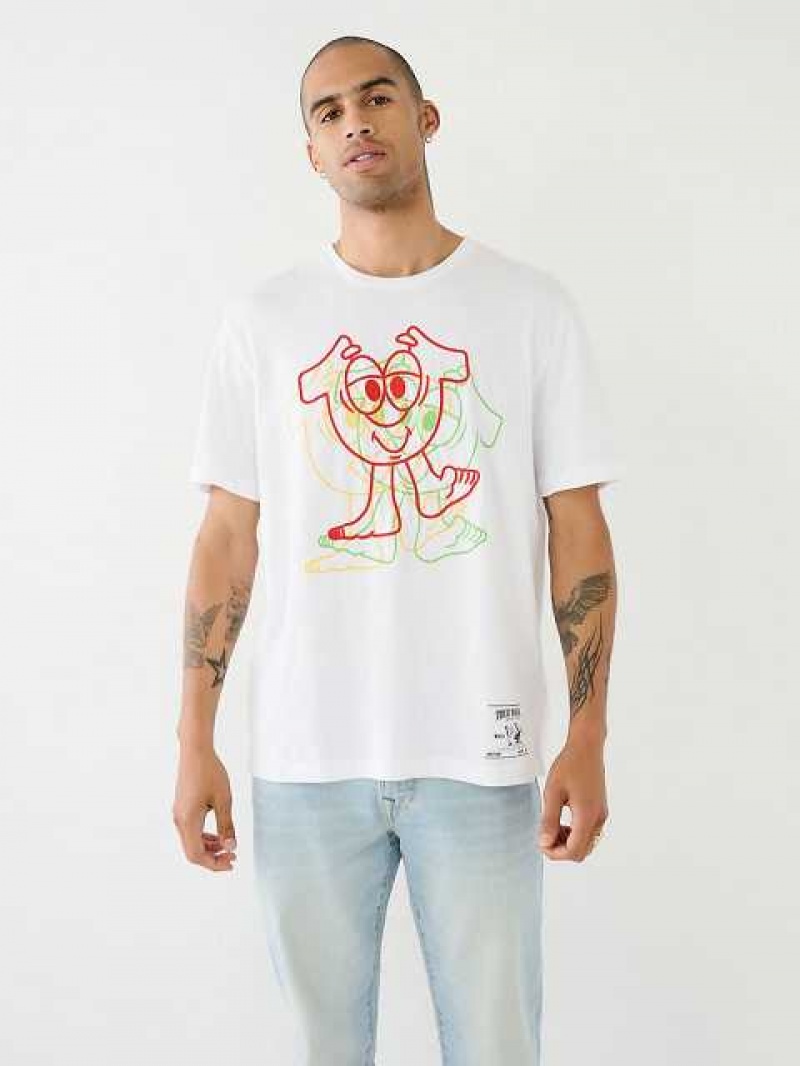 Camiseta True Religion Shoey Illusion Estampadas Relaxed Hombre Blancas | Colombia-XTIDYJB60