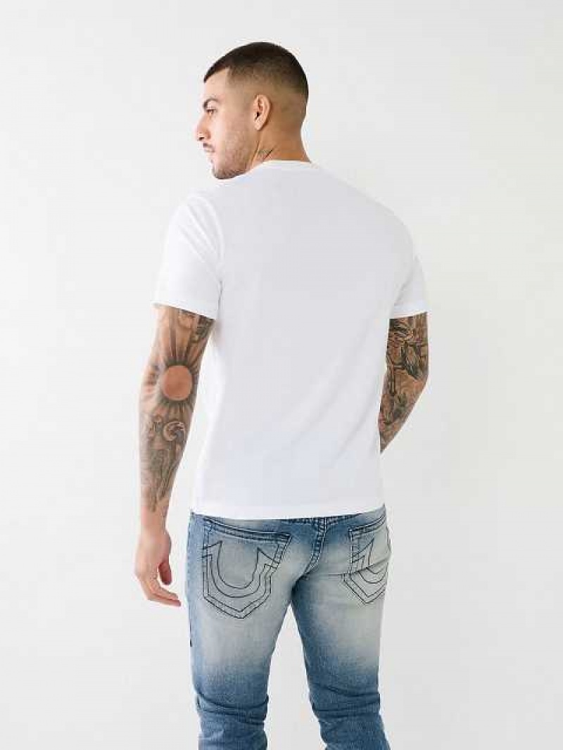 Camiseta True Religion Strike Horseshoe Logo Hombre Blancas | Colombia-CDMKHBZ51