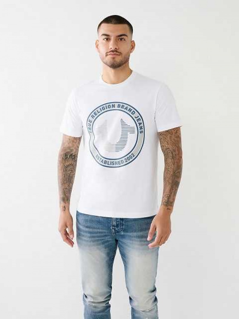 Camiseta True Religion Strike Horseshoe Logo Hombre Blancas | Colombia-CDMKHBZ51