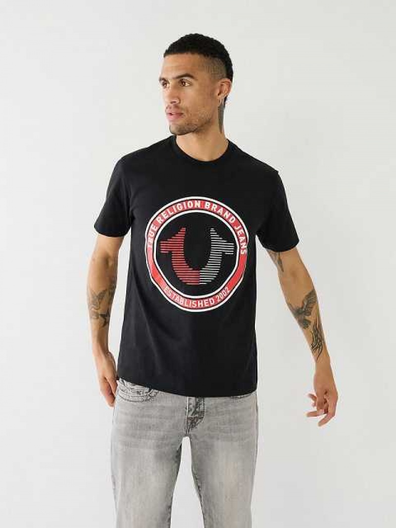 Camiseta True Religion Strike Horseshoe Logo Hombre Negras | Colombia-XKAIHYJ76