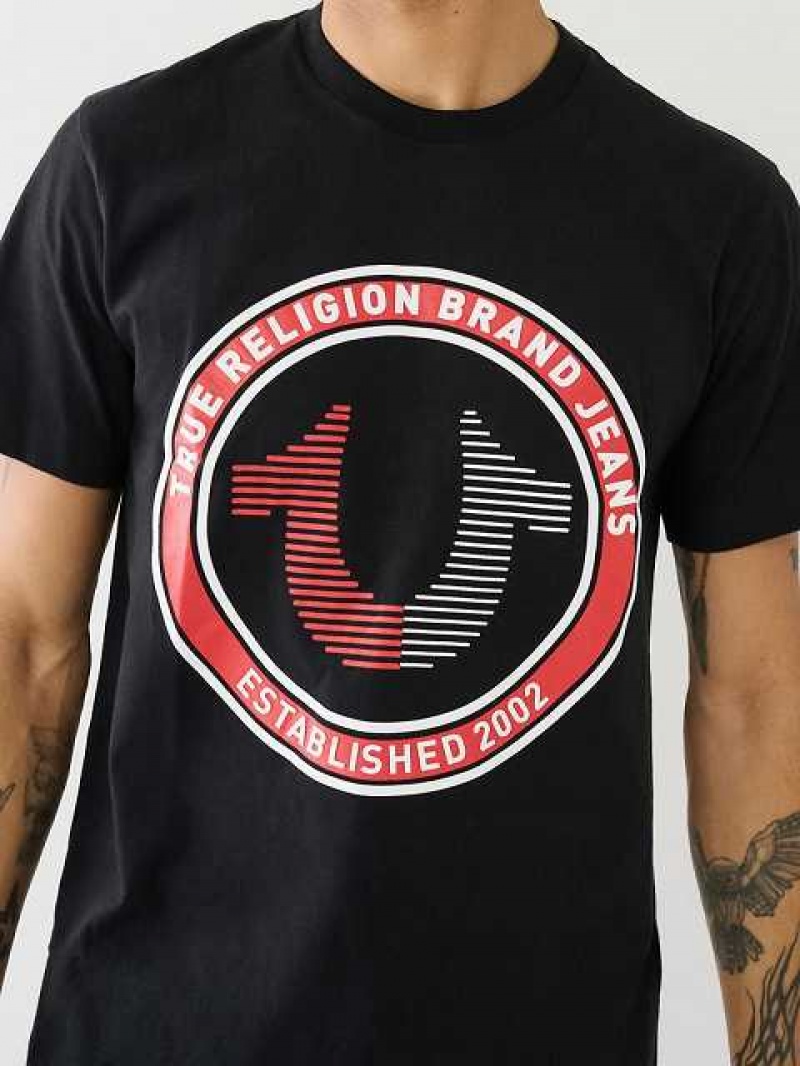 Camiseta True Religion Strike Horseshoe Logo Hombre Negras | Colombia-XKAIHYJ76