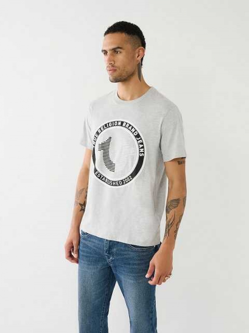 Camiseta True Religion Strike Horseshoe Logo Hombre Gris | Colombia-AGDMJKH02