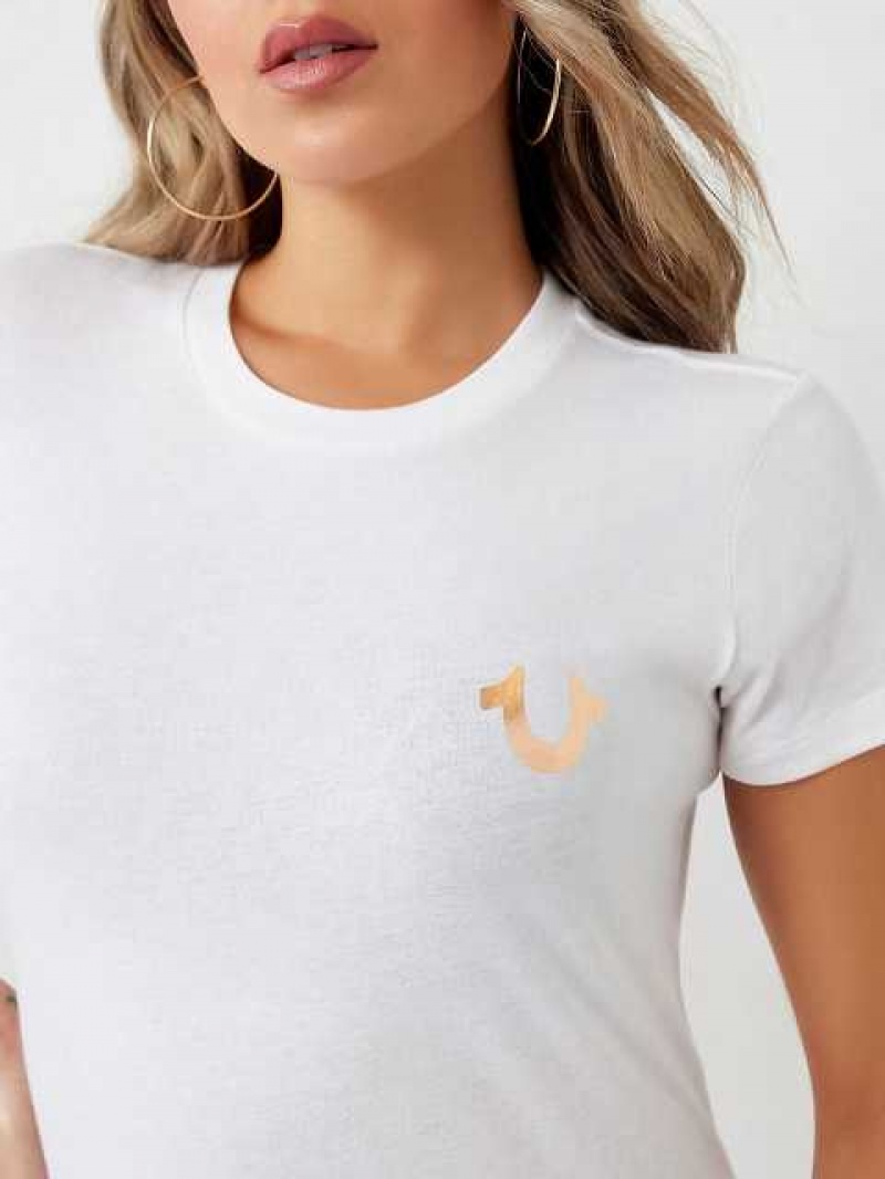 Camiseta True Religion Stud Location Estampadas Mujer Blancas | Colombia-FYHBUIX73