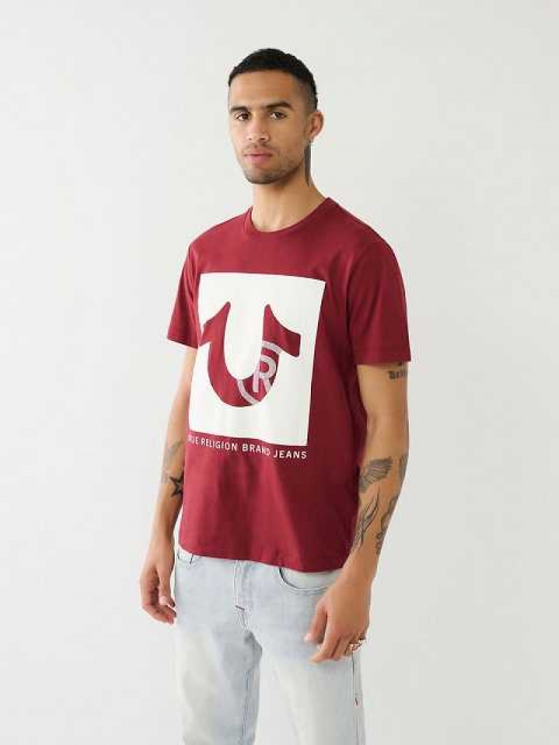 Camiseta True Religion Studded Logo Hombre Fucsia | Colombia-SMYRUVP70