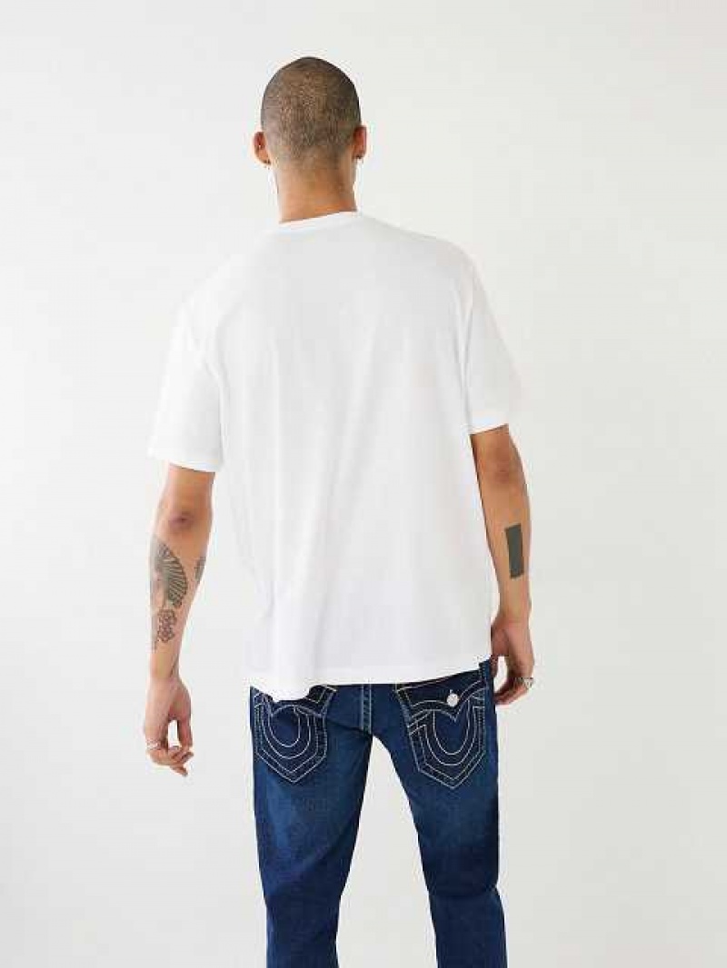 Camiseta True Religion Thermo Buddha Estampadas Relaxed Hombre Blancas | Colombia-TCMZWXB97