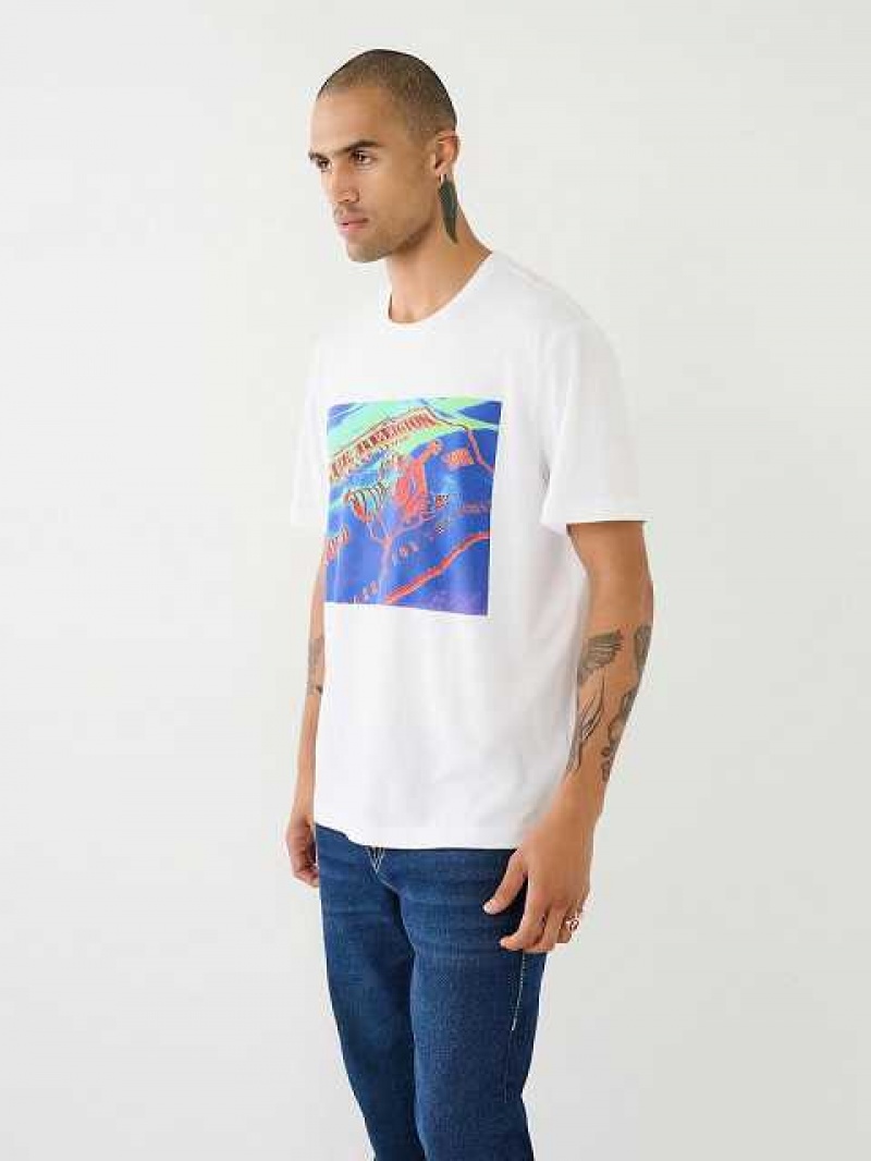 Camiseta True Religion Thermo Buddha Estampadas Relaxed Hombre Blancas | Colombia-TCMZWXB97