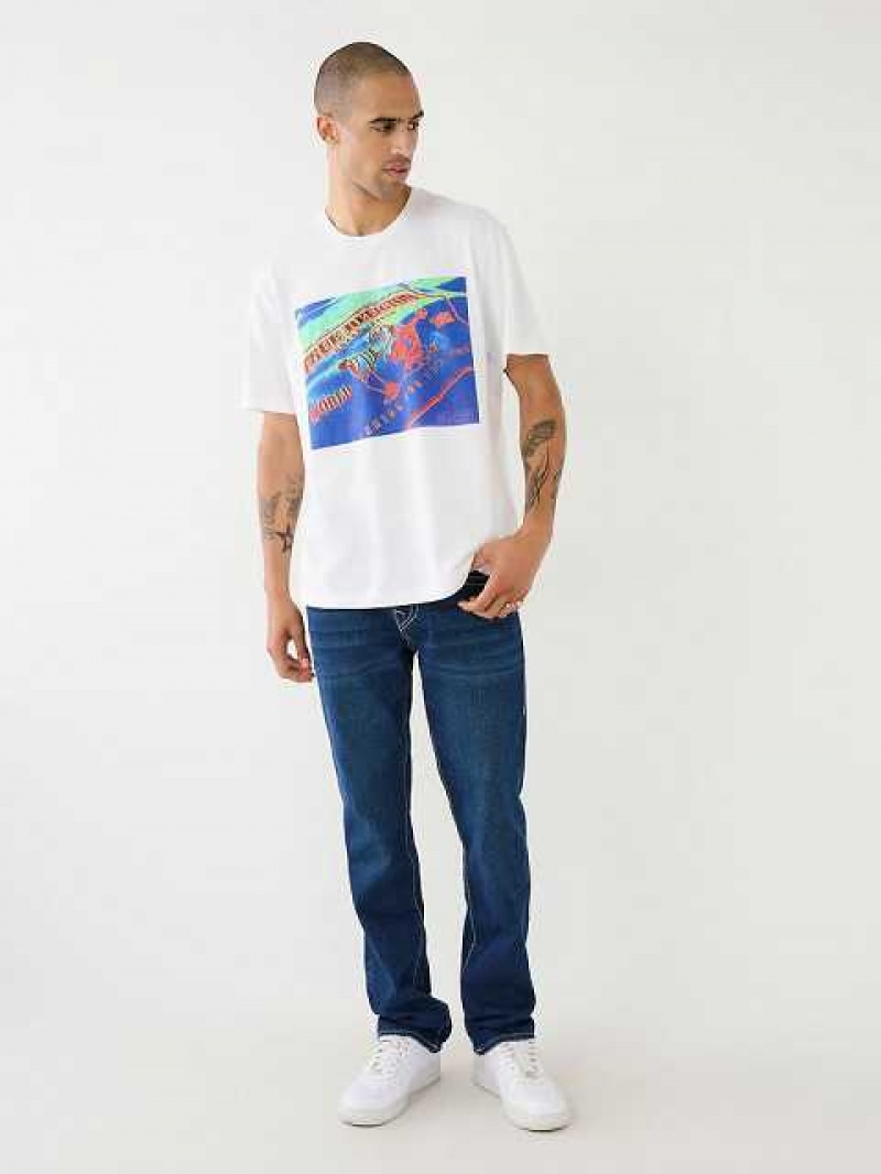 Camiseta True Religion Thermo Buddha Estampadas Relaxed Hombre Blancas | Colombia-TCMZWXB97