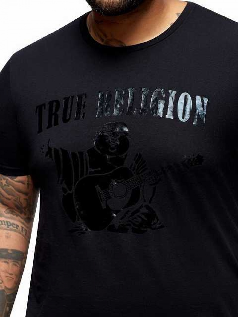 Camiseta True Religion Tonal Buddha Hombre Negras | Colombia-ZQMVJSI27