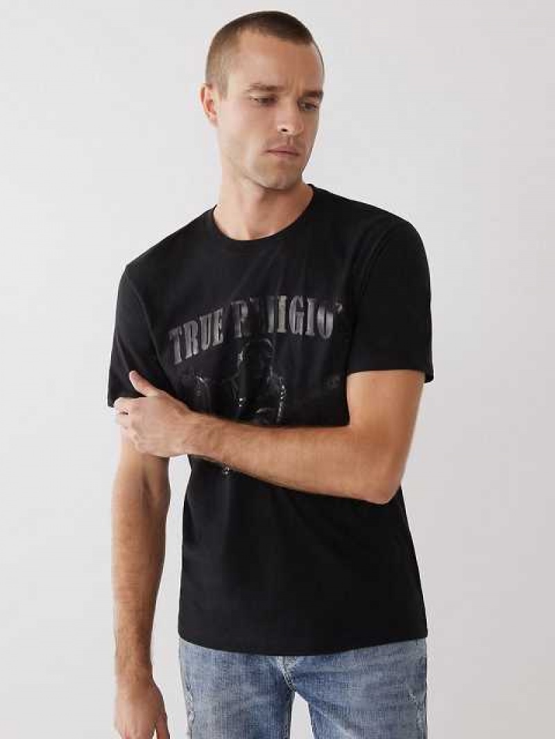 Camiseta True Religion Tonal Buddha Hombre Negras | Colombia-ZQMVJSI27