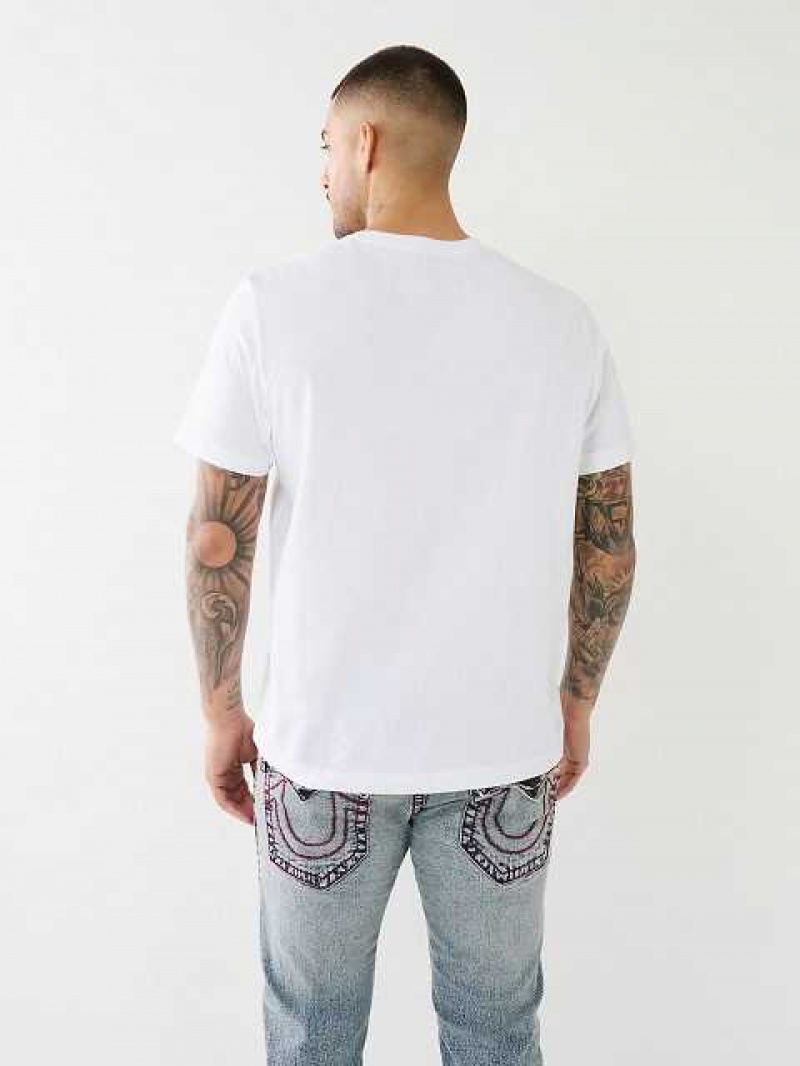 Camiseta True Religion Tr Billboard Logo Hombre Blancas | Colombia-RXTZDHB91