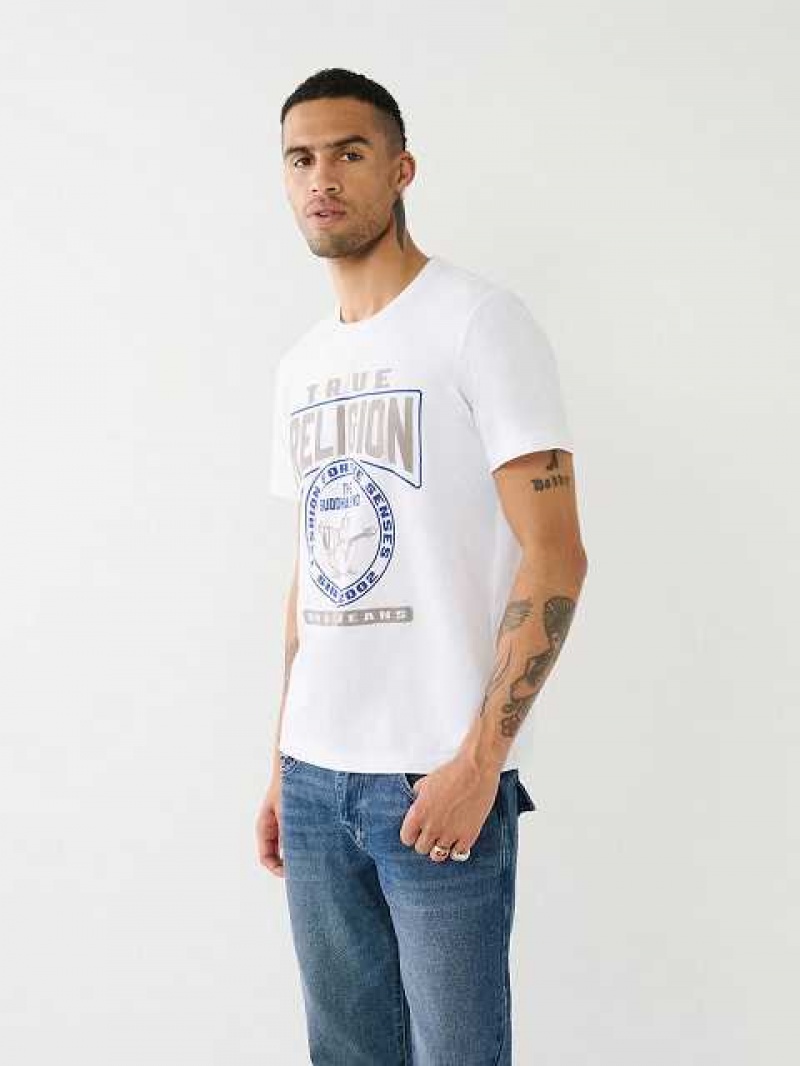 Camiseta True Religion Tr Buddha Logo Crew Neck Hombre Blancas | Colombia-YEDVPKR36