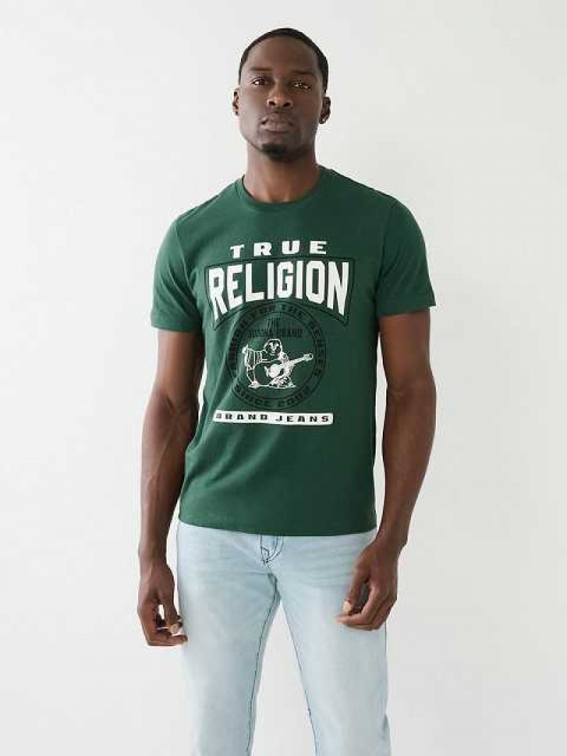 Camiseta True Religion Tr Buddha Logo Crew Neck Hombre Verde Marrones | Colombia-IKSJNLE82