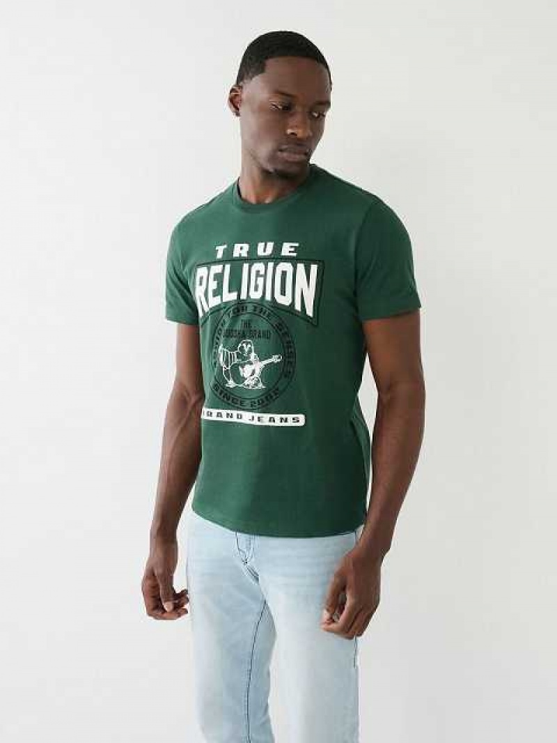 Camiseta True Religion Tr Buddha Logo Crew Neck Hombre Verde Marrones | Colombia-IKSJNLE82