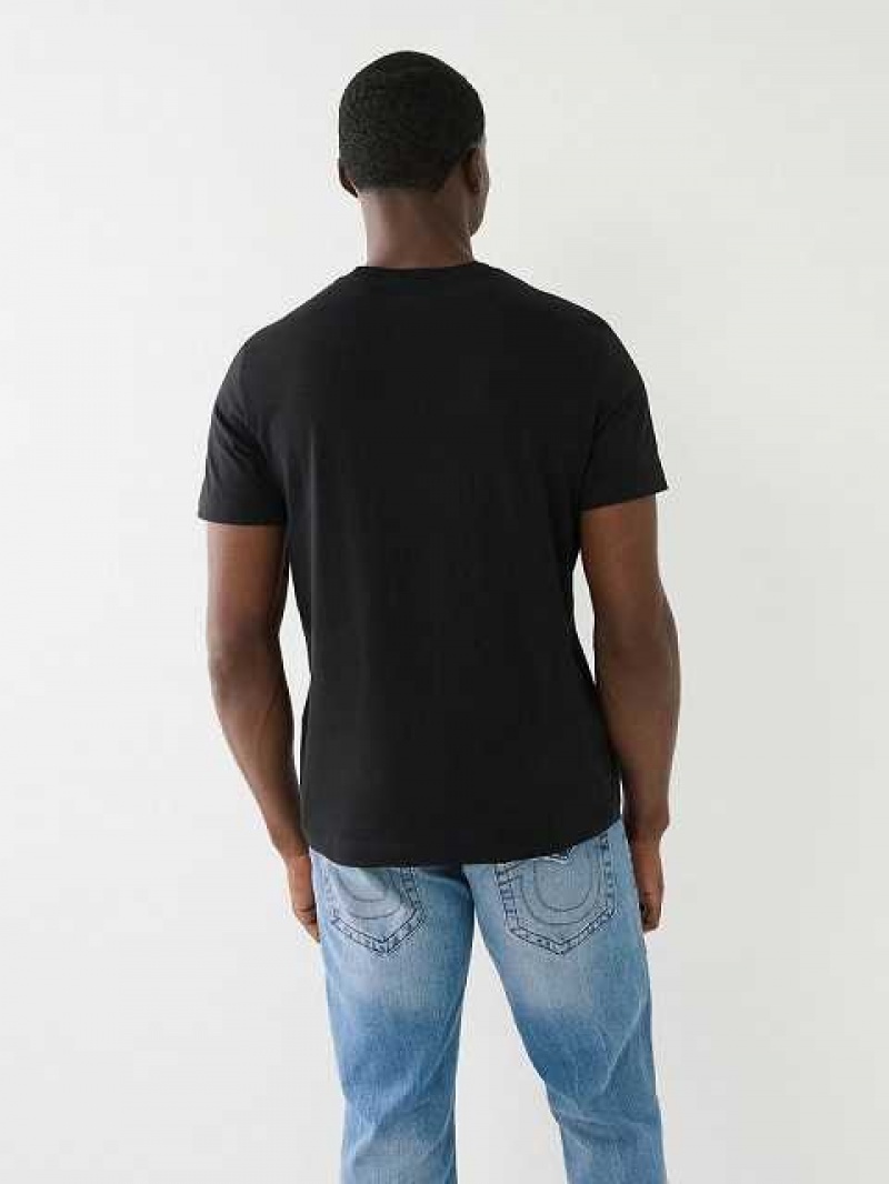 Camiseta True Religion Tr Buddha Logo Crew Neck Hombre Negras | Colombia-ZXKWGDC38