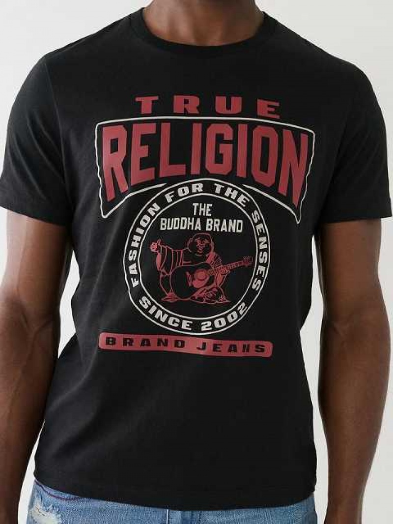 Camiseta True Religion Tr Buddha Logo Crew Neck Hombre Negras | Colombia-ZXKWGDC38