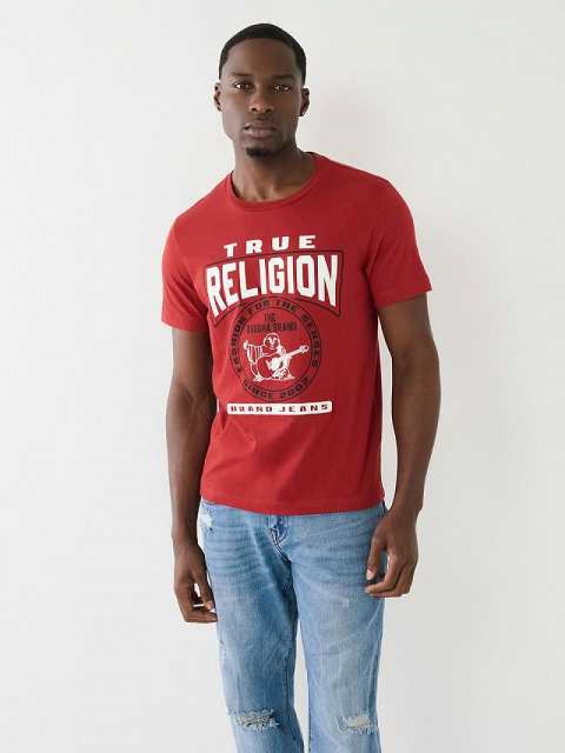 Camiseta True Religion Tr Buddha Logo Crew Neck Hombre Rojas | Colombia-FWJNAQD65