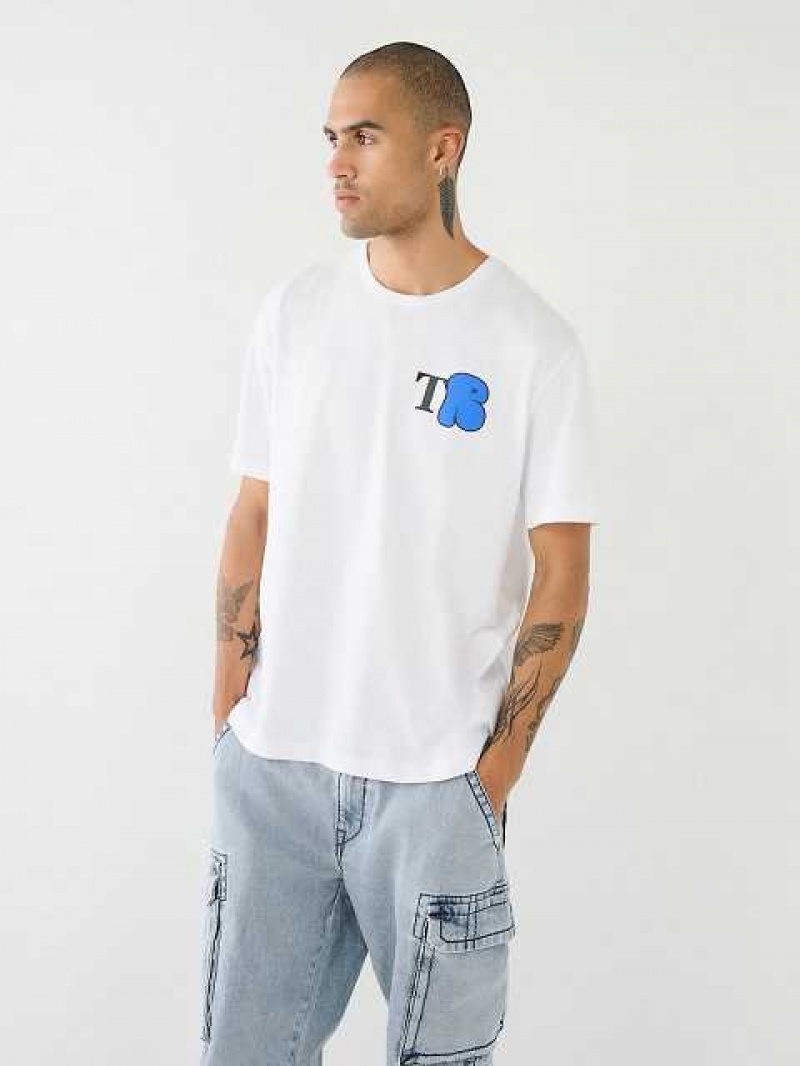 Camiseta True Religion Tr Graffiti Estampadas Relaxed Hombre Blancas | Colombia-YJACVZH79