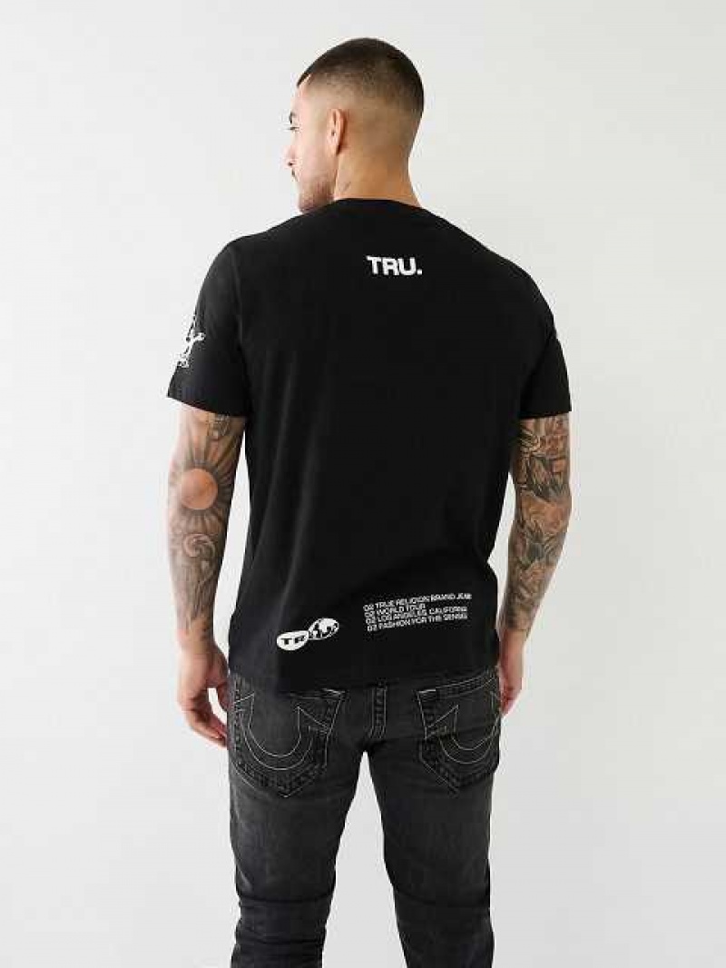 Camiseta True Religion Tr High Density Logo Hombre Negras | Colombia-OAQPCKD92