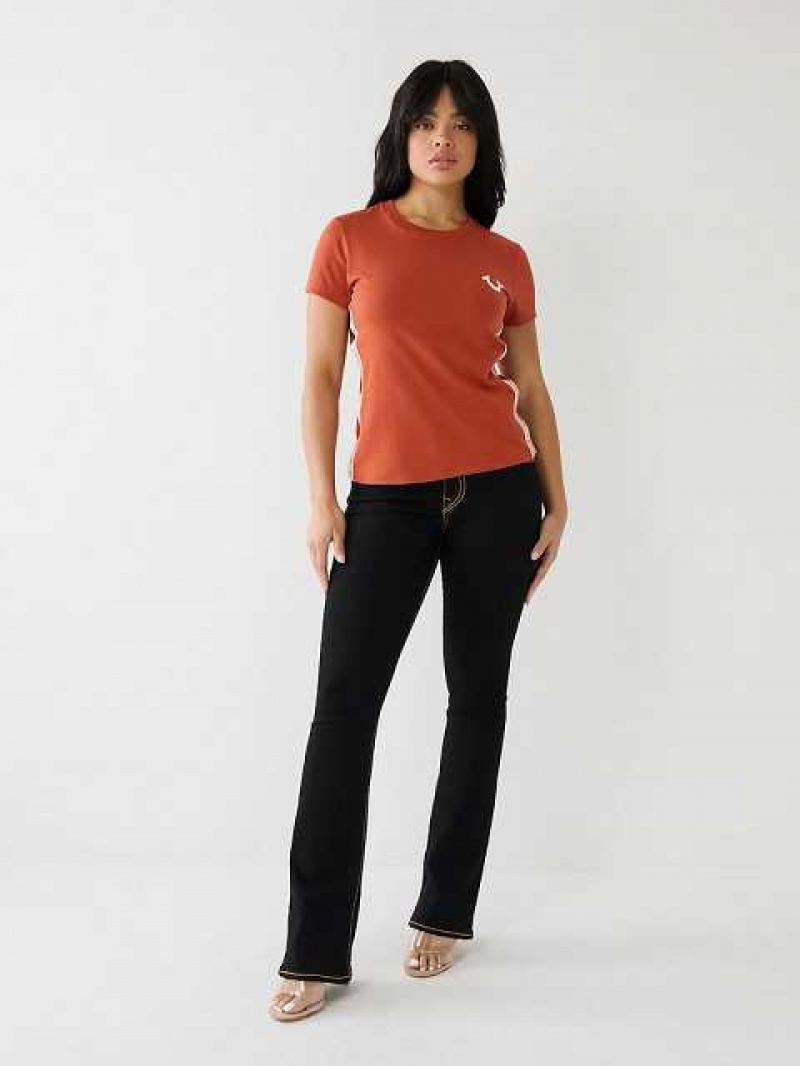 Camiseta True Religion Tr Logo Trim Slim Mujer Naranjas | Colombia-AUMLPRS37