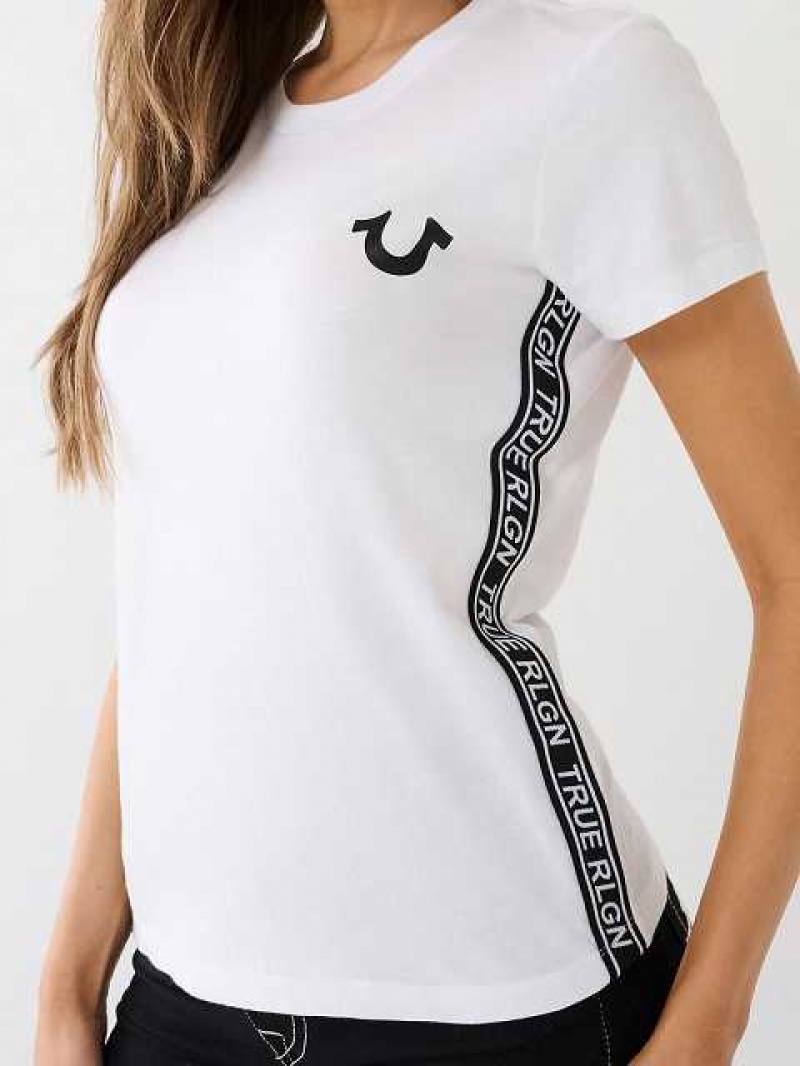 Camiseta True Religion Tr Logo Trim Slim Mujer Blancas | Colombia-HIEDOJM30