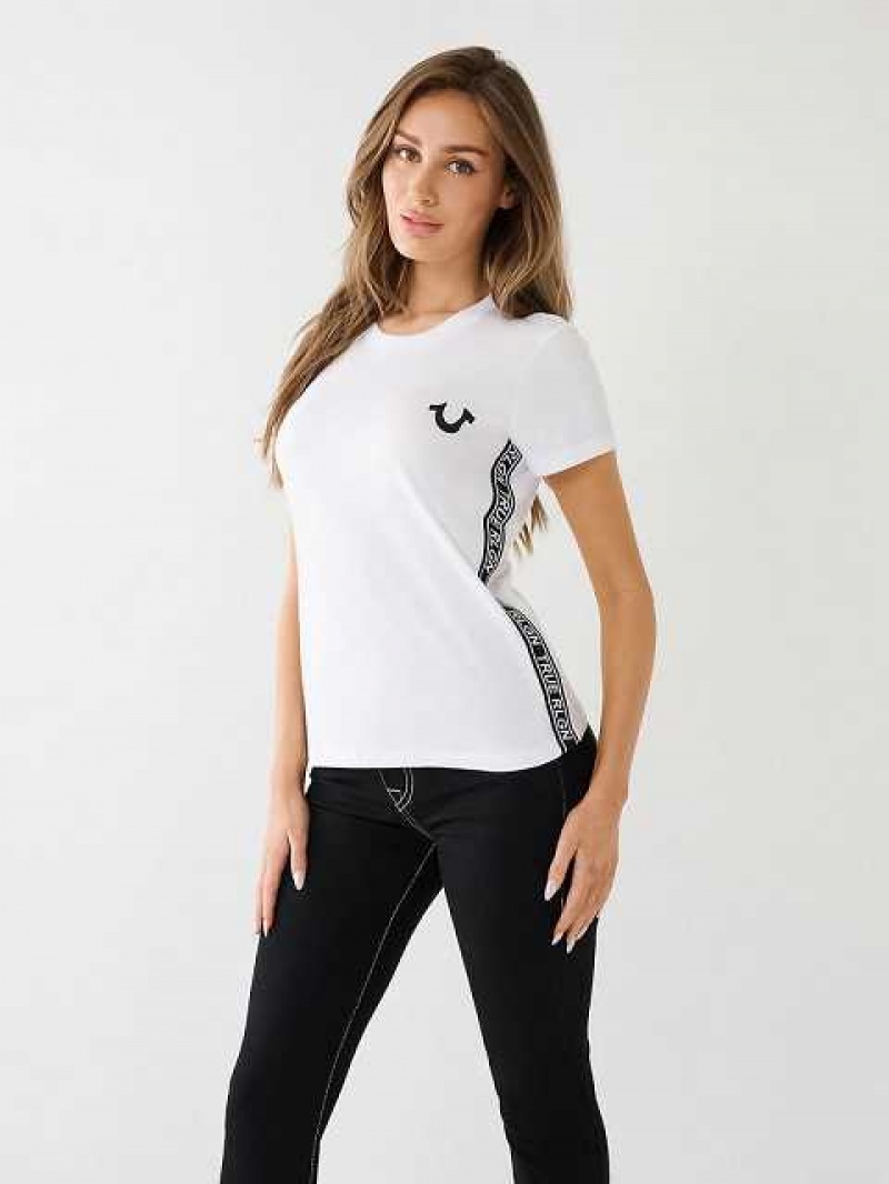 Camiseta True Religion Tr Logo Trim Slim Mujer Blancas | Colombia-HIEDOJM30