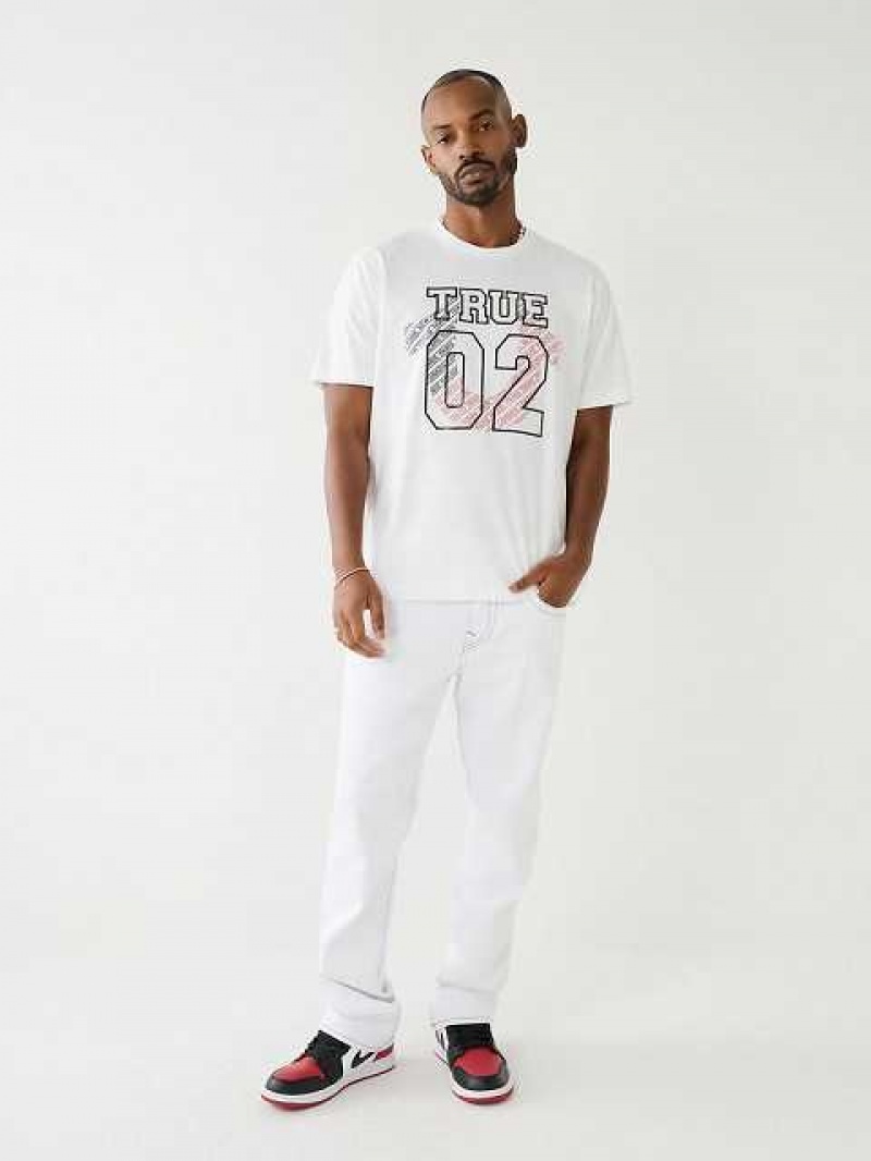 Camiseta True Religion True 02 Logo Hombre Blancas | Colombia-ISAPBLN23