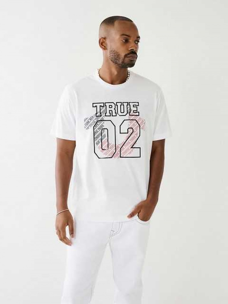 Camiseta True Religion True 02 Logo Hombre Blancas | Colombia-ISAPBLN23