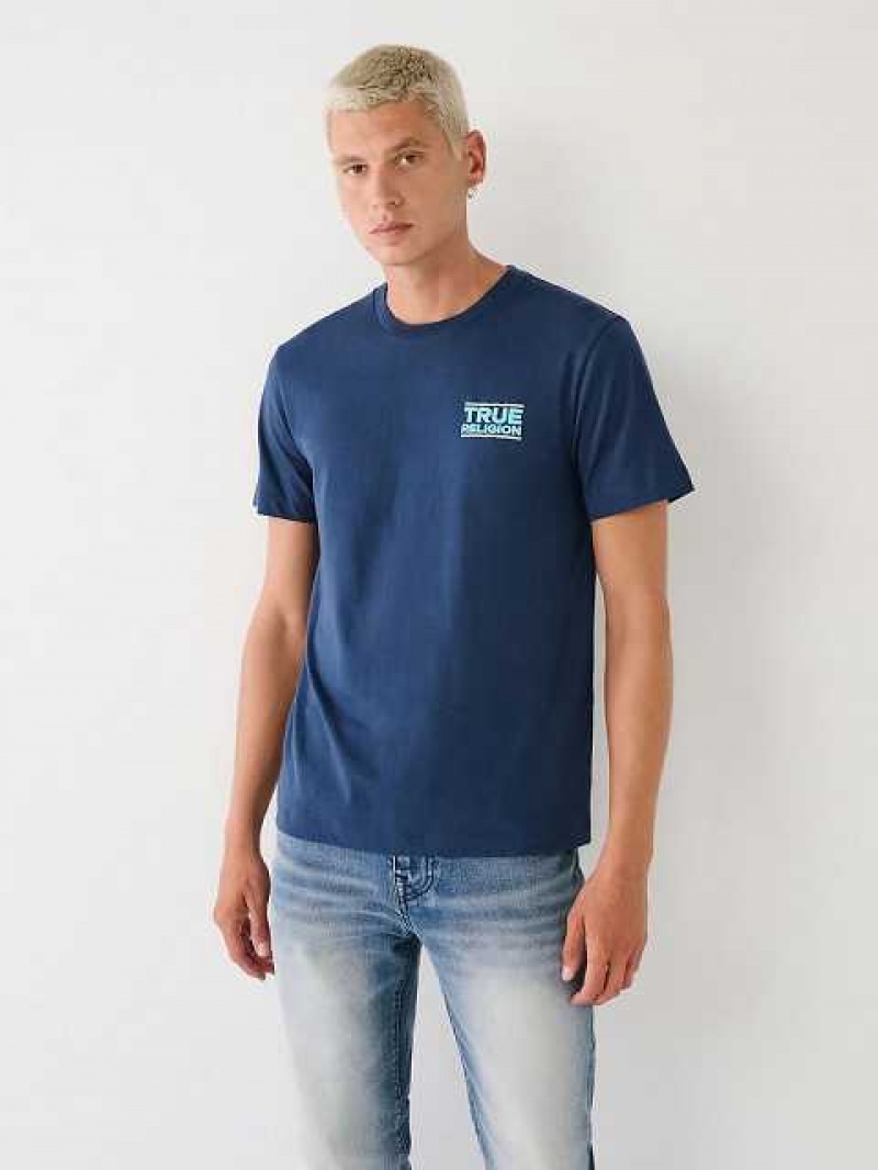 Camiseta True Religion True Buddha Hombre Azul Marino Azules | Colombia-MRZJYAP72