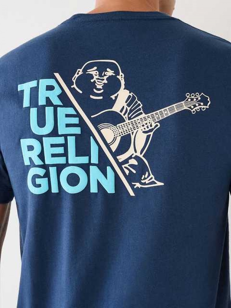 Camiseta True Religion True Buddha Hombre Azul Marino Azules | Colombia-MRZJYAP72