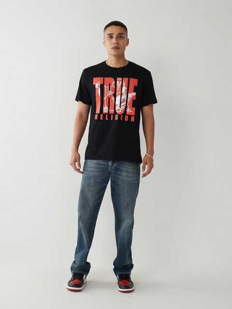 Camiseta True Religion True Buddha Hombre Negras | Colombia-FZQIHKG16