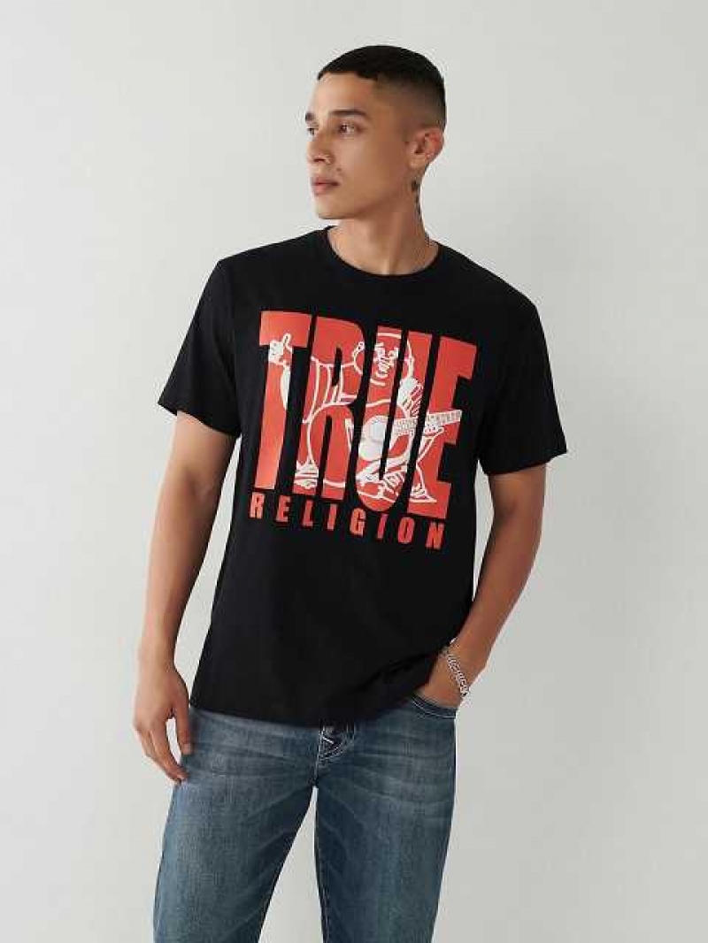 Camiseta True Religion True Buddha Hombre Negras | Colombia-FZQIHKG16